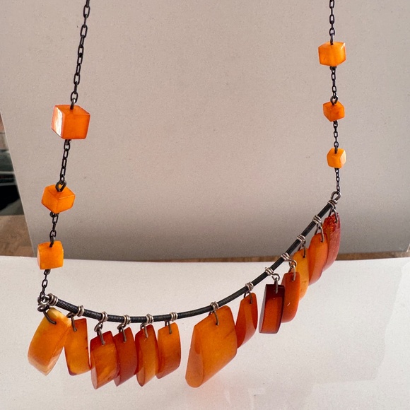 Vintage Baltic Amber Necklace Butterscotch Honey 875 Silver Chain USSR Soviet 老琥 - Picture 8 of 10